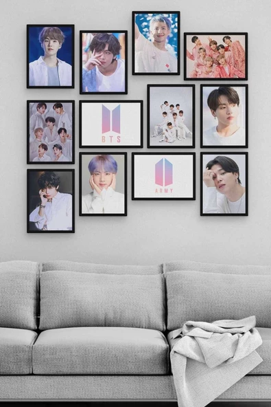 Bts 12 Parça Ahşap Mdf Tablo Zlltb363