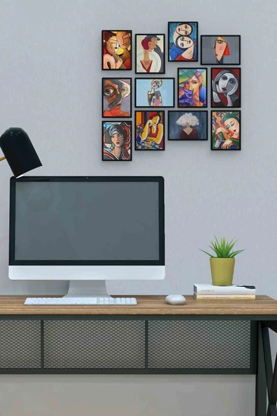 Ekspresyonizm 12 Parça Mdf (ahşap) Tablo Ofis Boyu