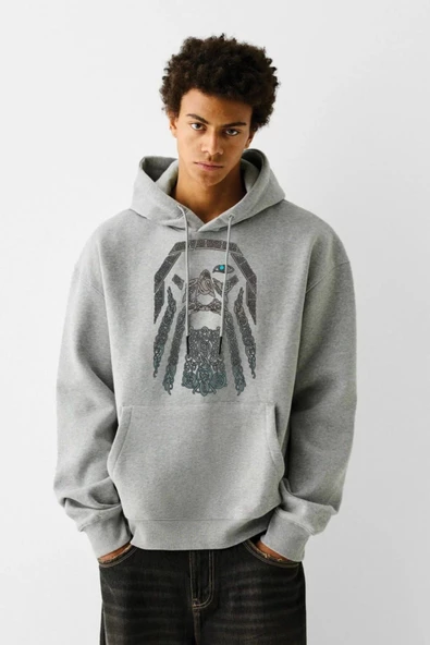 BASKILI KAPŞONLU SWEATSHİRT fm1.136GÖ ürün görseli