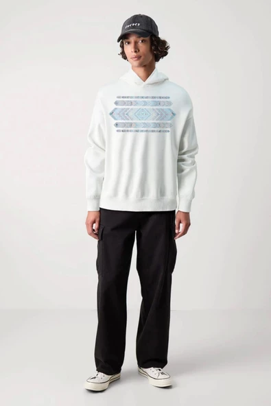 BASKILI KAPŞONLU SWEATSHİRT fm1.117BÖ