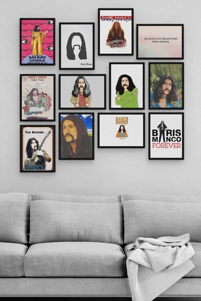 Barış Manço 12 Parça Ahşap Mdf Tablo Zlltb154
