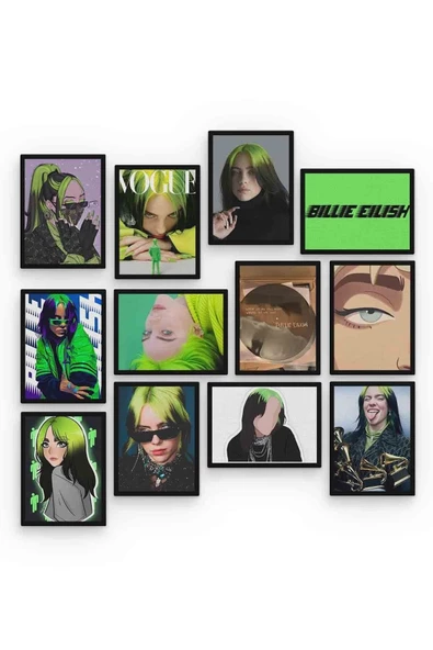 Billie Eilish 12 Parça Mdf (ahşap) Tablo Ofis Boyu - 2
