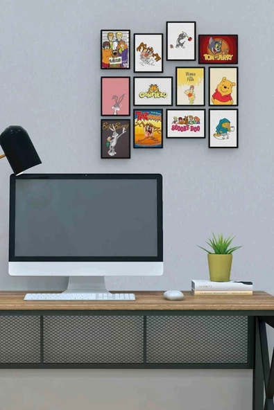 Çizgi Film 12 Parça Mdf (ahşap) Tablo Ofis Boyu