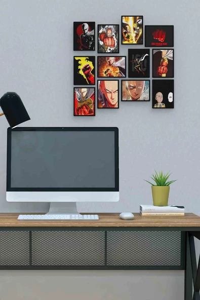 One Punch Man 12 Parça Mdf (ahşap) Tablo Ofis Boyu