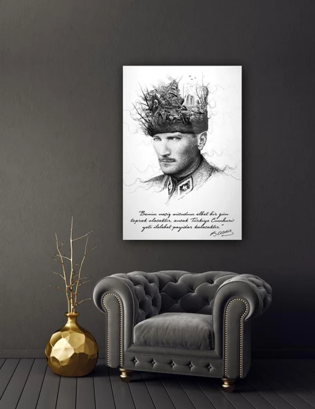Atatürk Cam Tablo | Hediyelik, Dekoratif, Ofis, Mutfak - 3