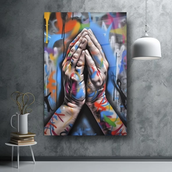 Grafiti Eller Cam Tablo | Hediyelik, Dekoratif, Ofis, Mutfak - 5