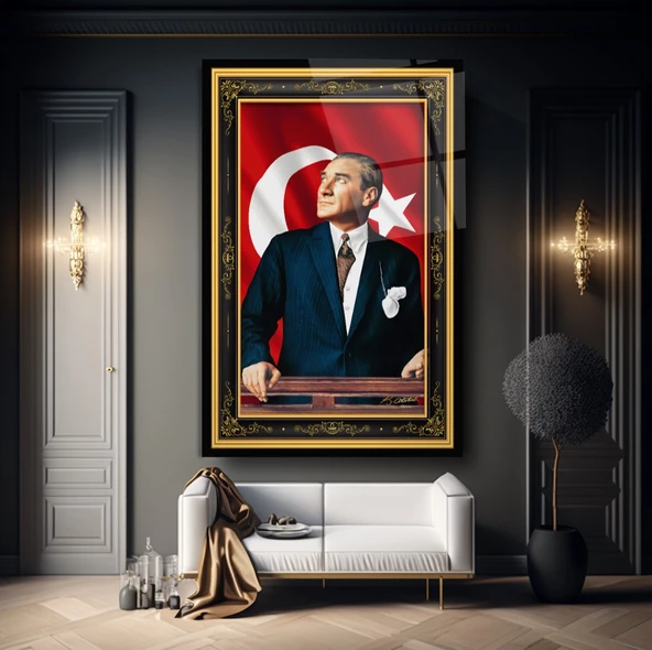Atatürk Cam Tablo | Hediyelik, Dekoratif, Ofis, Mutfak - 5
