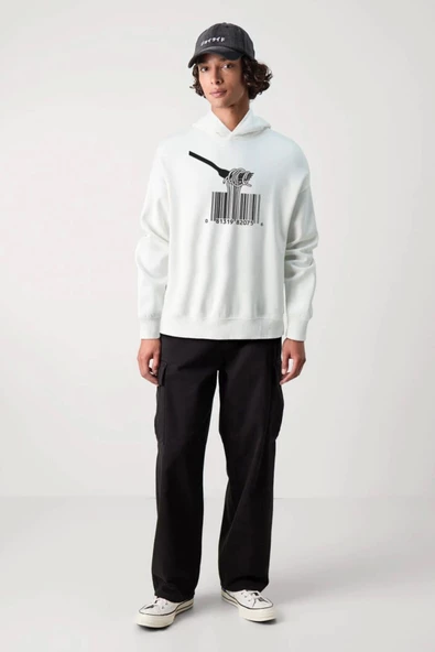 BASKILI KAPŞONLU SWEATSHİRT fm1.138BÖ ürün görseli 1