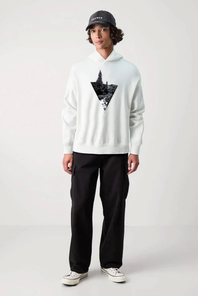 BASKILI KAPŞONLU SWEATSHİRT fm1.128BÖ