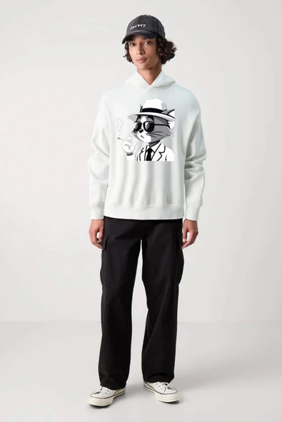 BASKILI KAPŞONLU SWEATSHİRT fm1.124BÖ ürün görseli