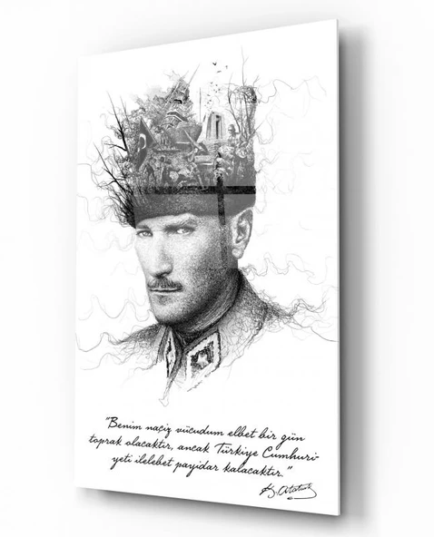 Atatürk Cam Tablo | Hediyelik, Dekoratif, Ofis, Mutfak - 2