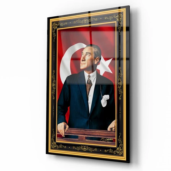 Atatürk Cam Tablo | Hediyelik, Dekoratif, Ofis, Mutfak - 2