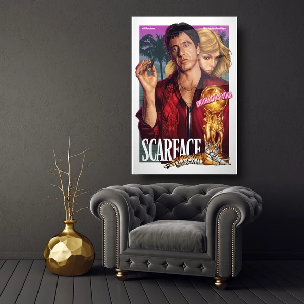 Scarface Tony Montana Cam Tablo | Hediyelik, Dekoratif, Ofis, Mutfak - 4