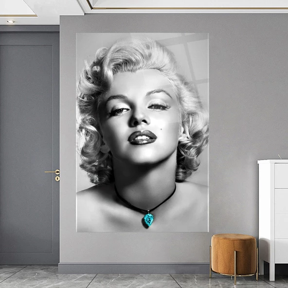 Marilyn Monroe Cam Tablo | Hediyelik, Dekoratif, Ofis, Mutfak - 5