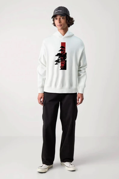 BASKILI KAPŞONLU SWEATSHİRT fm1.127BÖ ürün görseli 1