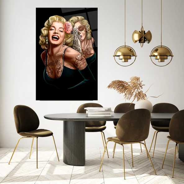 Marilyn Monroe Cam Tablo | Hediyelik, Dekoratif, Ofis, Mutfak - 5