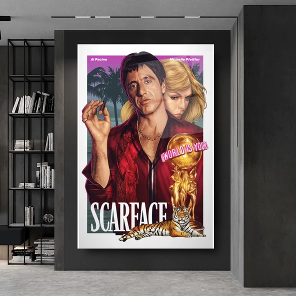 Scarface Tony Montana Cam Tablo | Hediyelik, Dekoratif, Ofis, Mutfak - 5