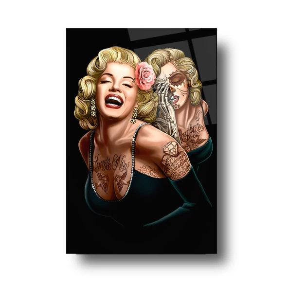 Marilyn Monroe Cam Tablo | Hediyelik, Dekoratif, Ofis, Mutfak - 3