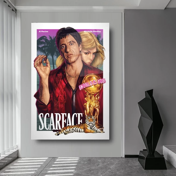 Scarface Tony Montana Cam Tablo | Hediyelik, Dekoratif, Ofis, Mutfak - 6