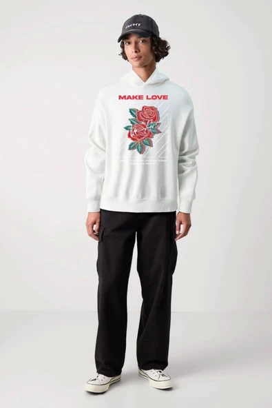 BASKILI KAPŞONLU SWEATSHİRT fm1.131BÖ