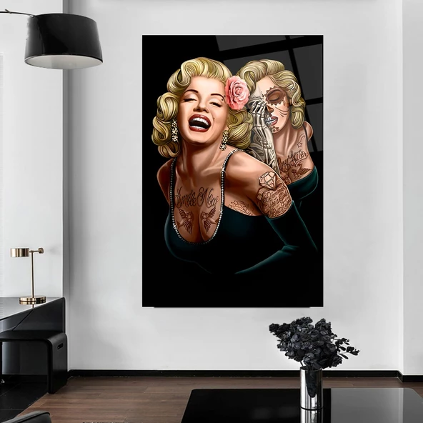 Marilyn Monroe Cam Tablo | Hediyelik, Dekoratif, Ofis, Mutfak - 7
