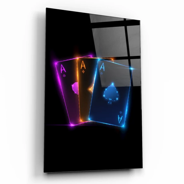 Neon Kartlar Cam Tablo | Hediyelik, Dekoratif, Ofis, Mutfak