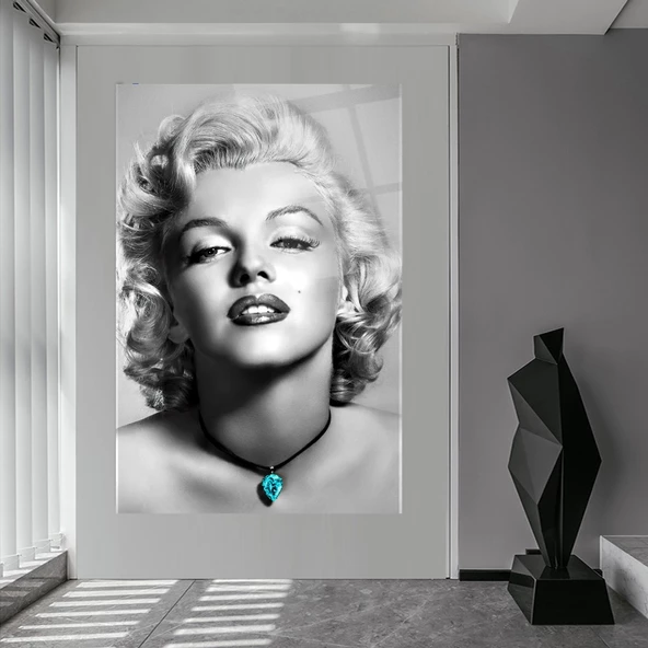 Marilyn Monroe Cam Tablo | Hediyelik, Dekoratif, Ofis, Mutfak - 4