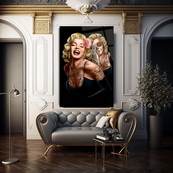 Marilyn Monroe Cam Tablo | Hediyelik, Dekoratif, Ofis, Mutfak - 4