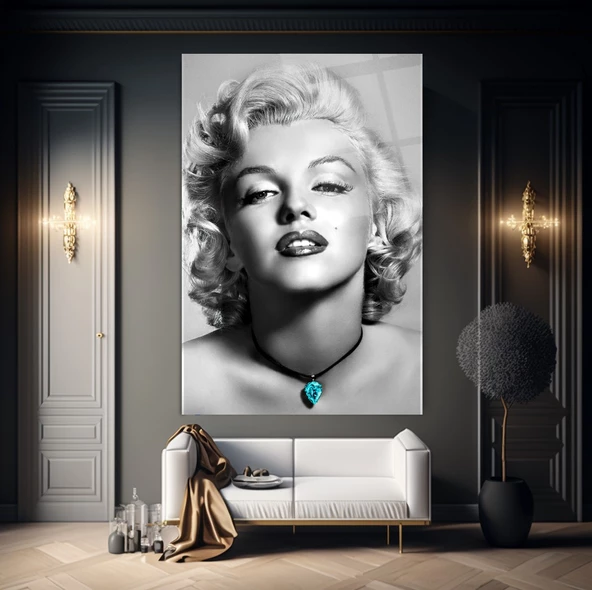 Marilyn Monroe Cam Tablo | Hediyelik, Dekoratif, Ofis, Mutfak - 6