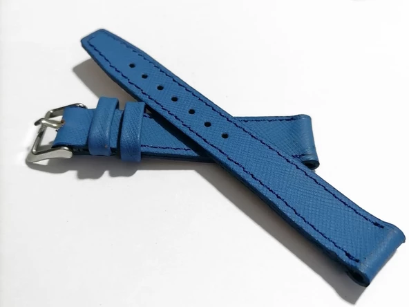 Fado  &Her Saate Uyumlu greyzi  Hakiki Deri Saat Kordonu 18   mm  (143)  Mavi ürün görseli