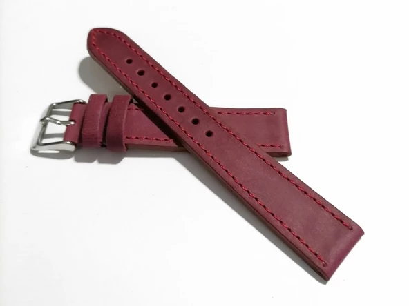 Fado  &Her Saate Uyumlu greyzi  Hakiki Deri Saat Kordonu 18   mm  (144)   Bordo ürün görseli