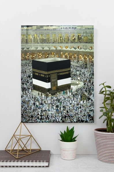 Mekke, Kabe Fotoğrafı ve Hacılar Cam Tablo | Hediyelik, Dekoratif, Ofis, Mutfak