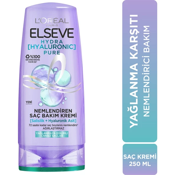 Elseve Hydra [Hyaluronic] Pure Salisilik Asit içeren Yağlanma Karşıtı Nemlendirici Saç Kremi 250 Ml