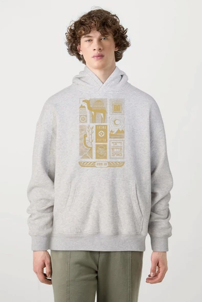 BASKILI KAPŞONLU SWEATSHİRT fm1.192GÖ