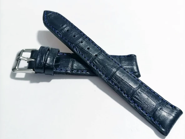 Fado &Her Saate Uyumlu Hakiki Deri Saat Kordonu 18 mm (141) Mavi