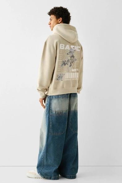 BASKILI KAPŞONLU SWEATSHİRT fm1.150BJA ürün görseli