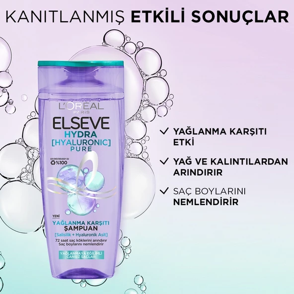 Elseve Hydra [Hyaluronic] Pure Salisilik Asit İçeren Yağlanma Karşıtı Arındırıcı Şampuan 300 Ml - 5