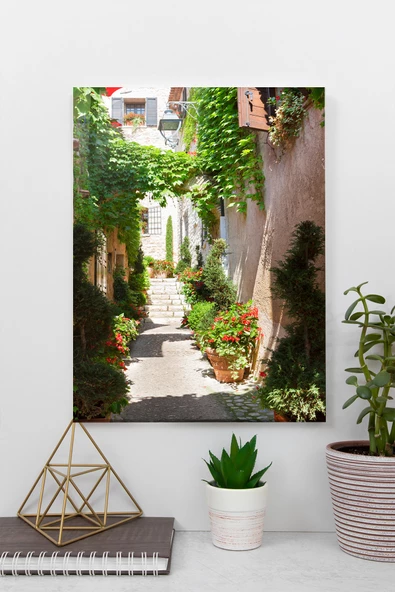 Provence Güzel Eski Sokak Cam Tablo | Hediyelik, Dekoratif, Ofis, Mutfak
