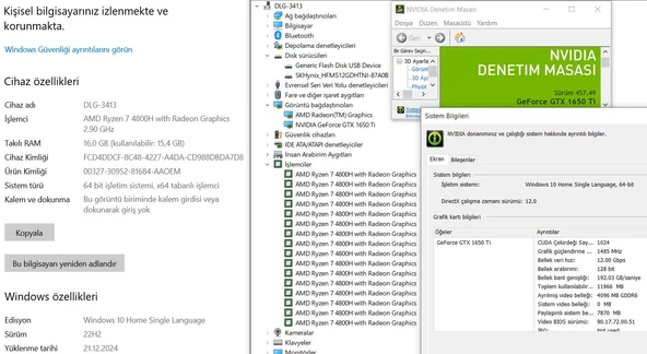 Lenovo Ideapad Gaming 3 15ARH05 AMD Ryzen 7 4800H 16GB RAM 512GB SSD W10 GTX1650Ti 15.6" FHD 120Hz 82EY00JVTXH (İKİNCİ EL) - Resim 5