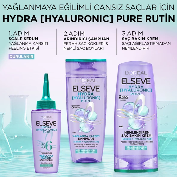 Elseve Hydra [Hyaluronic] Pure Salisilik Asit İçeren Yağlanma Karşıtı Arındırıcı Şampuan 300 Ml - 3