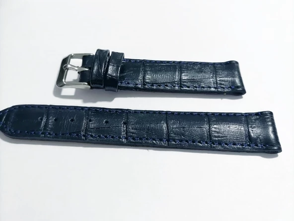 Fado &Her Saate Uyumlu Hakiki Deri Saat Kordonu 18 mm (141) Mavi - 2