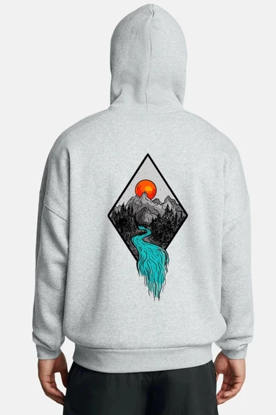 Unisex Baskılı Kapşonlu 3 İplik Hoodie Sweathirt  fm1.18GA