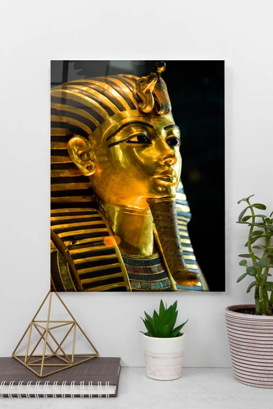 Firavun Tutankhamun'un Cenaze Maskesi, Mısır Cam Tablo | Hediyelik, Dekoratif, Ofis, Mutfak