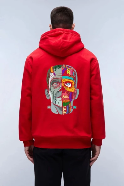 Unisex Baskılı Kapşonlu 3 İplik Hoodie Sweathirt  fm1.17KA ürün görseli