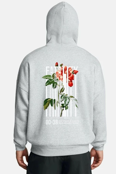 Unisex Baskılı Kapşonlu 3 İplik Hoodie Sweathirt  fm1.19GA
