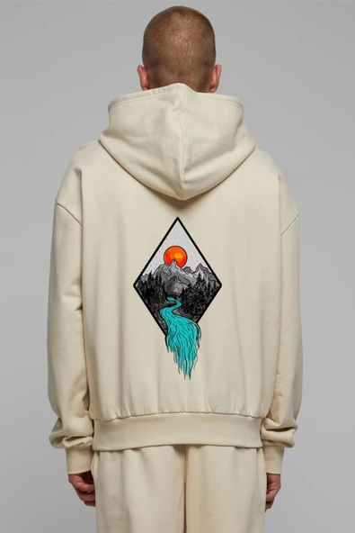 Unisex Baskılı Kapşonlu 3 İplik Hoodie Sweathirt  fm1.18BJA