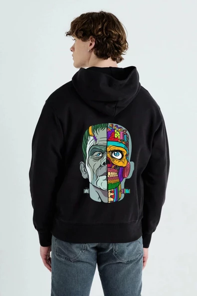 Unisex Baskılı Kapşonlu 3 İplik Hoodie Sweathirt  fm1.17SA ürün görseli 1