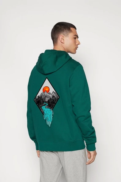 Unisex Baskılı Kapşonlu 3 İplik Hoodie Sweathirt  fm1.18YA