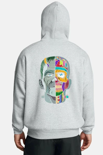 Unisex Baskılı Kapşonlu 3 İplik Hoodie Sweathirt  fm1.17GA ürün görseli 1