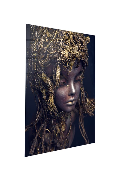 Altın Saçlı Çocuk Heykeli Cam Tablo | Hediyelik, Dekoratif, Ofis, Mutfak - Resim 4